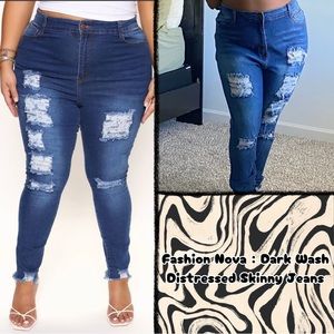 💜30% off sale💜 Fashion Nova | Dark Blue ripped High Rise Jeans
